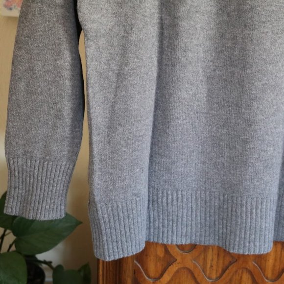 White Stag Crossover Ribbed V-Neck Sweater - Grey Heather #WL40324 - Picture 10 of 16